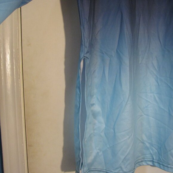 * Unbranded Blue Burnout Blouse XL New NWOT Silky Tunic Length - Picture 4 of 4